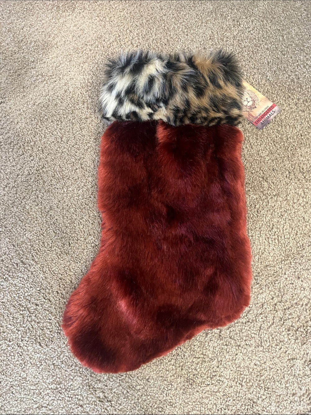 SpiritHoods Faux Fur Stocking with Leopard Cuff